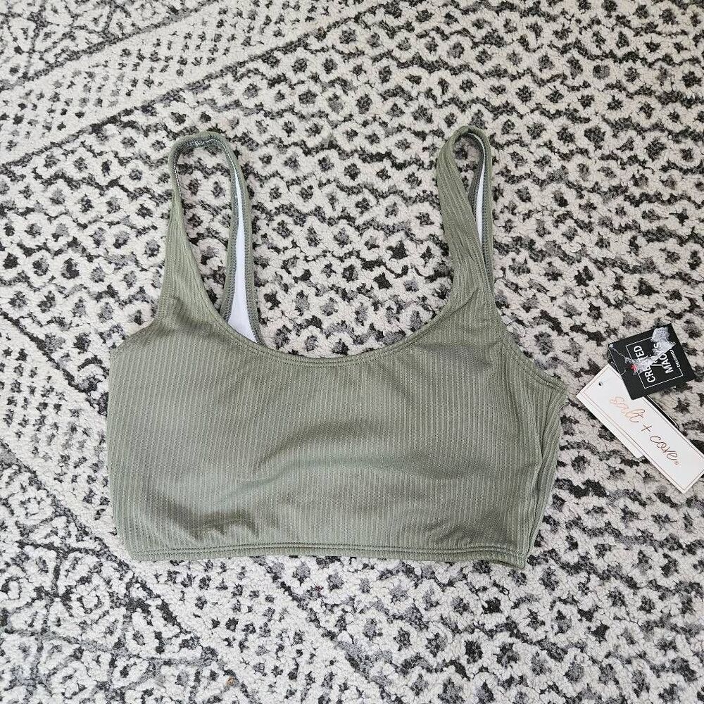 3/$15 Salt + Cove Ribbed Bikini Top in Olive Green Size Medium
